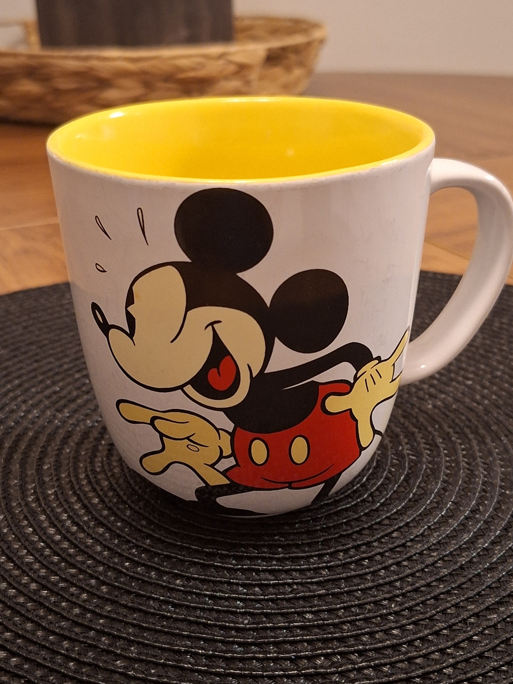 Disney Mickey Mouse Ceramic Mug with Yellow Interior